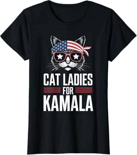 Cat Ladies for Kamala Funny Cat 2024 President Kamala-Harris T-Shirt